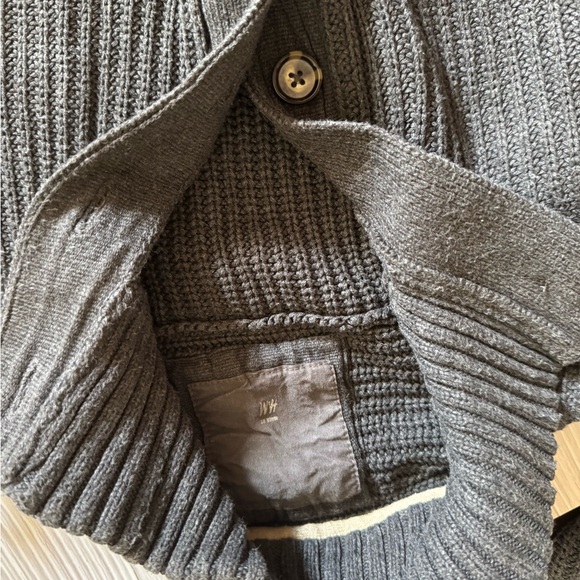 H&M Men’s Dark Gray Polo Cotton Sweater Size S – Classic Knit Pullover - Picture 12 of 14